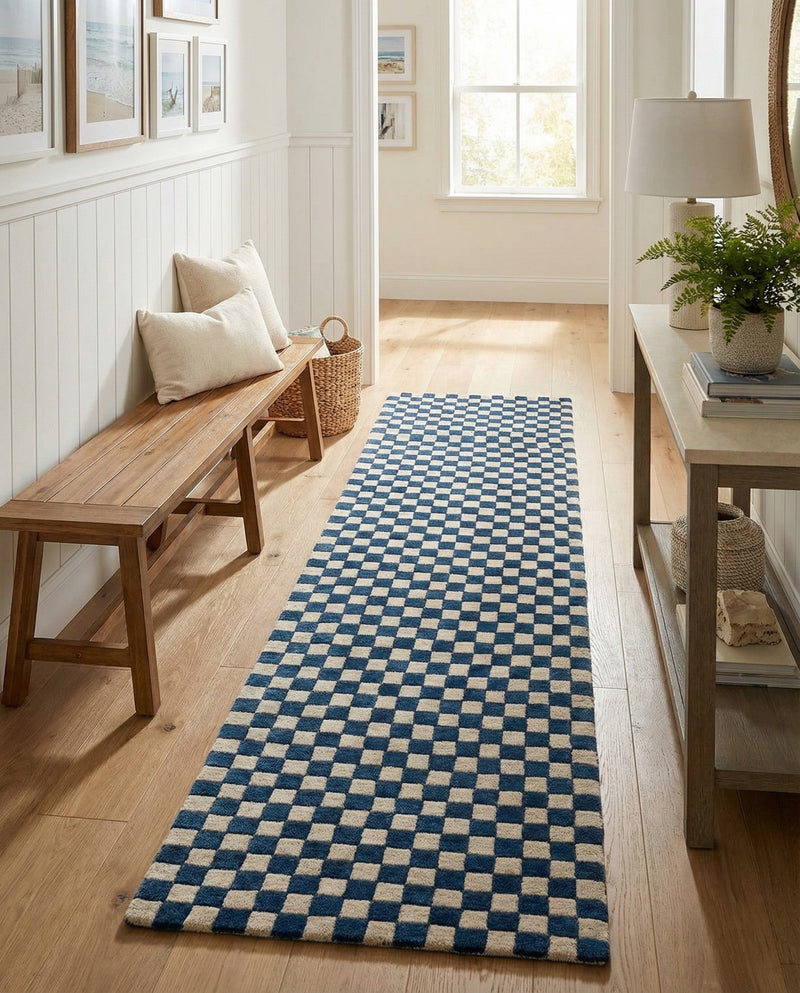 Shepherd's Glen Wool Collection Area Rug - Reykjavik Runner Blue and White  lifestyle 63
