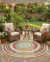 Outdoor Marrakesh Collection Area Rug -  Ouarzazate Round Multi Beige  lifestyle 80