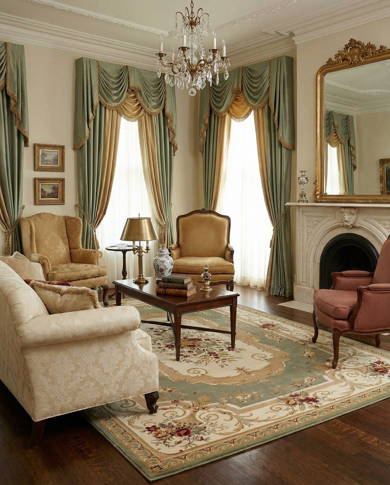 Versailles Elegance Collection Area Rug -  Louveciennes (Green) Rectangle Green  lifestyle 19