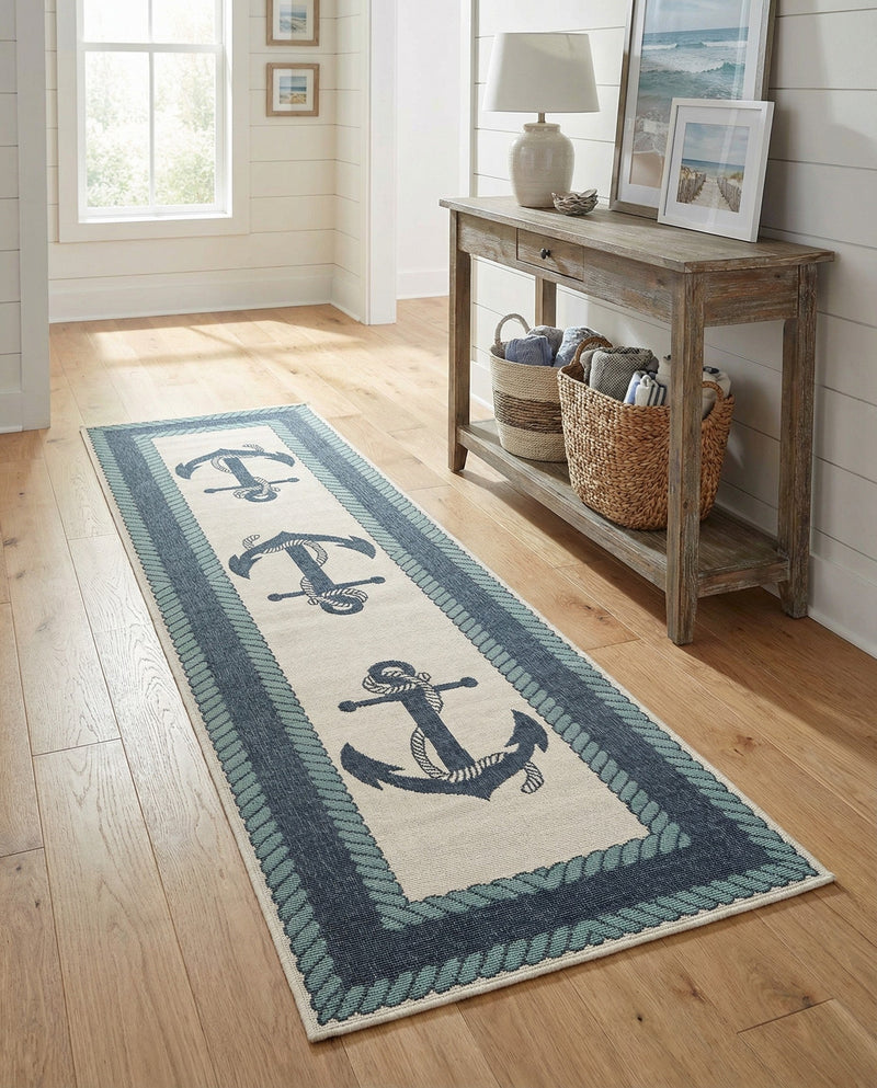 Seaside Haven Rugs Collection Area Rug -  Coralreef Runner Navy Blue  lifestyle 83