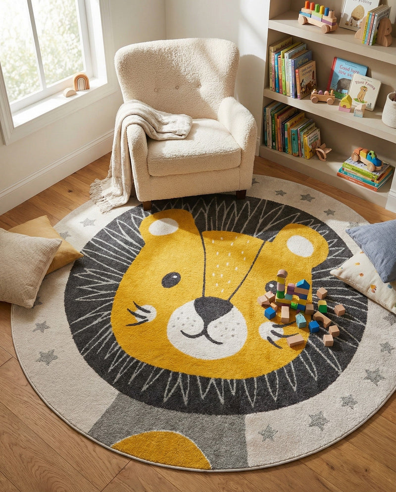 Wonder Tykes Collection Area Rug -  Festive. Round Ivory  lifestyle 10