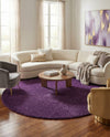 Solid Shag Seaside Collection Area Rug - Azure Cove (Violet) Round Violet  lifestyle 29
