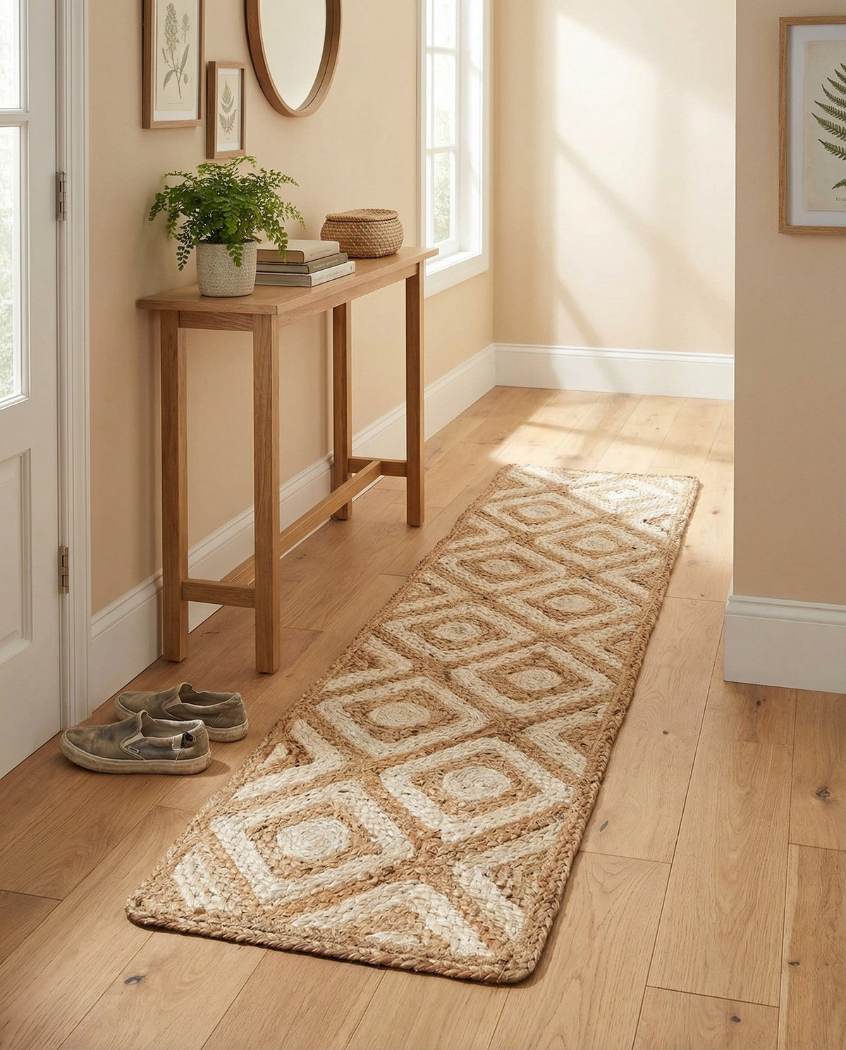 Woven Seaside Jute Collection Area Rug - Marina Table Runner Natural  lifestyle 113