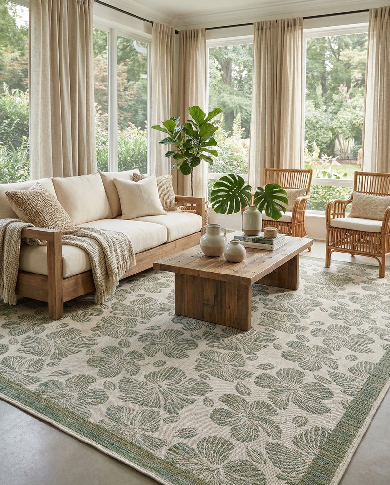 Coastal Terrace Collection Area Rug -  Marina Rectangle Ivory and Beige  lifestyle 19