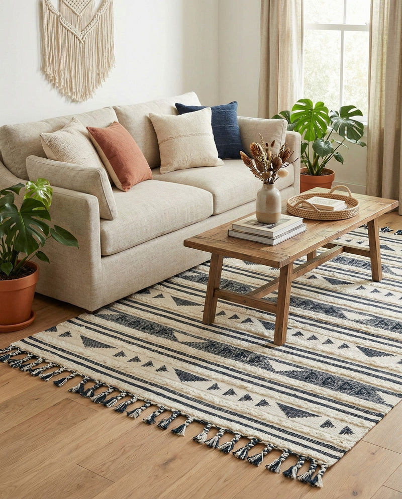 Sonoran Collection Area Rug - Montezuma Rectangle Navy Blue  lifestyle 10