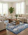 Dover Terrace Collection Area Rug -  Lagoon (Ivory and Blue) Rectangle Ivory and Blue  lifestyle 15