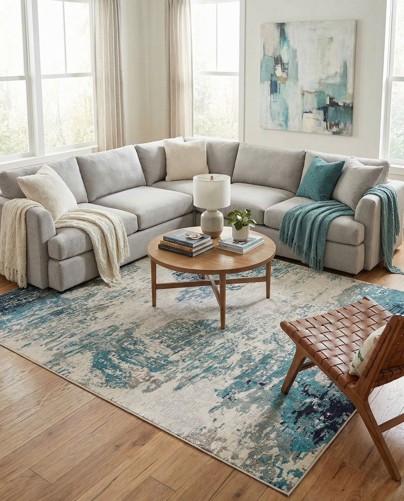 Colorburst Oasis Collection Area Rug -  Tropic Rectangle Blue  lifestyle 11