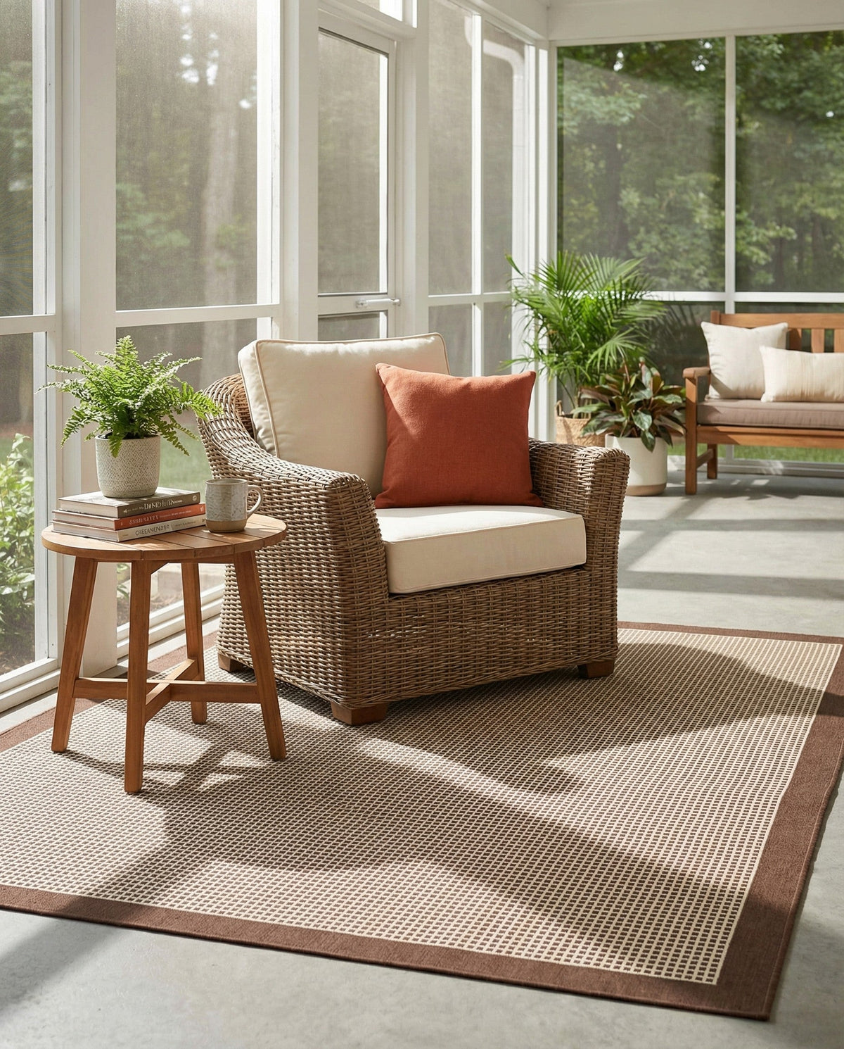 Terrace Fringe Collection Area Rug - Oceanside Rectangle Brown  lifestyle 33