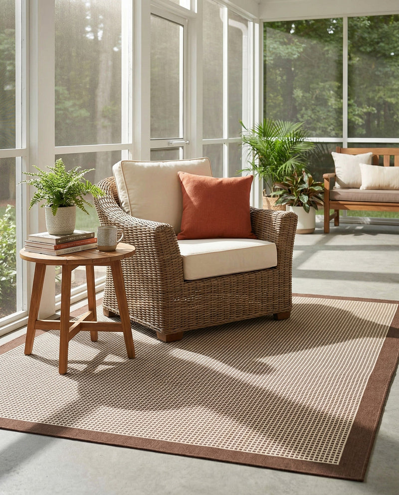 Terrace Fringe Collection Area Rug - Oceanside Rectangle Brown  lifestyle 33