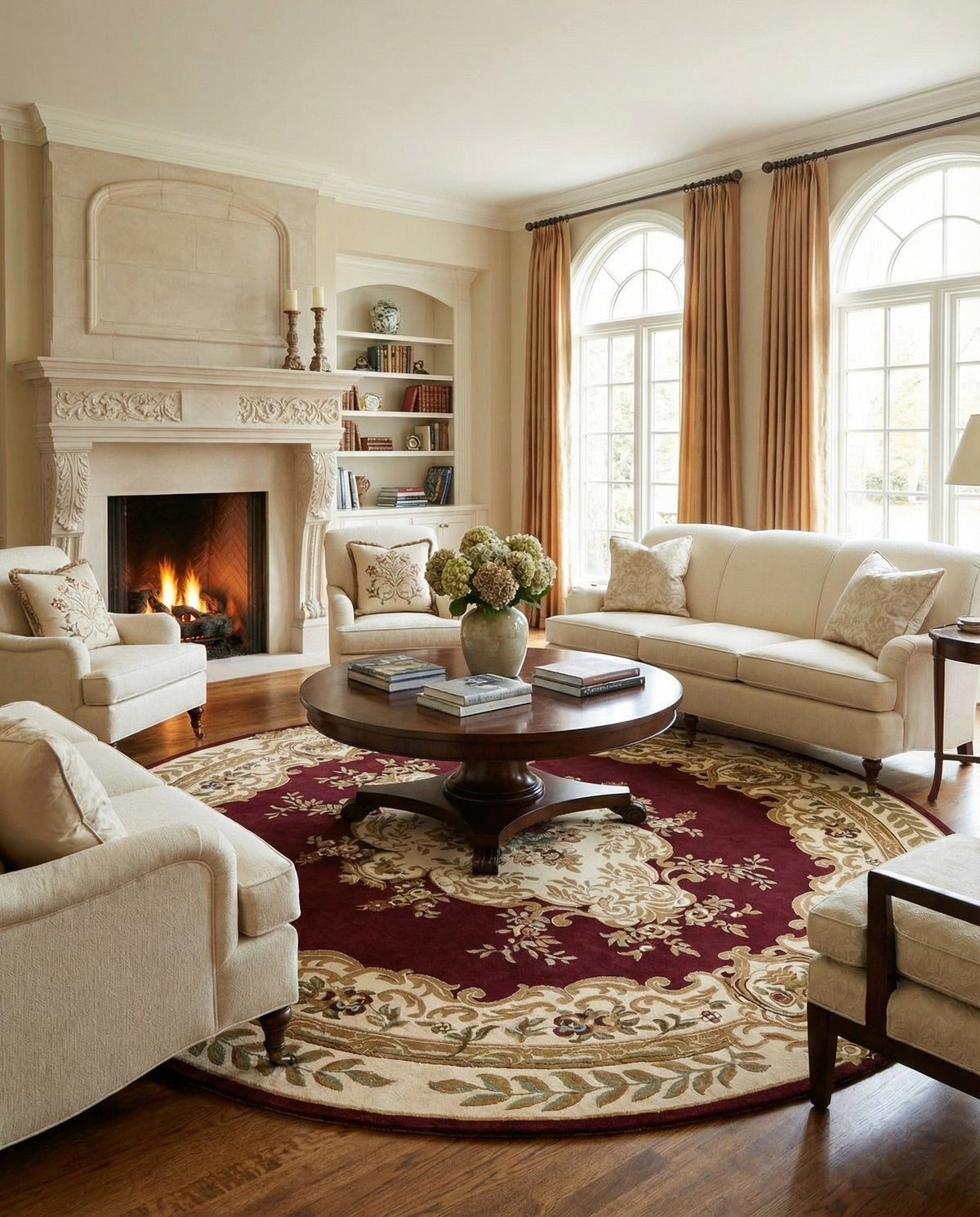 Versailles Elegance Collection Area Rug -  Vincennes Round Red  lifestyle 81
