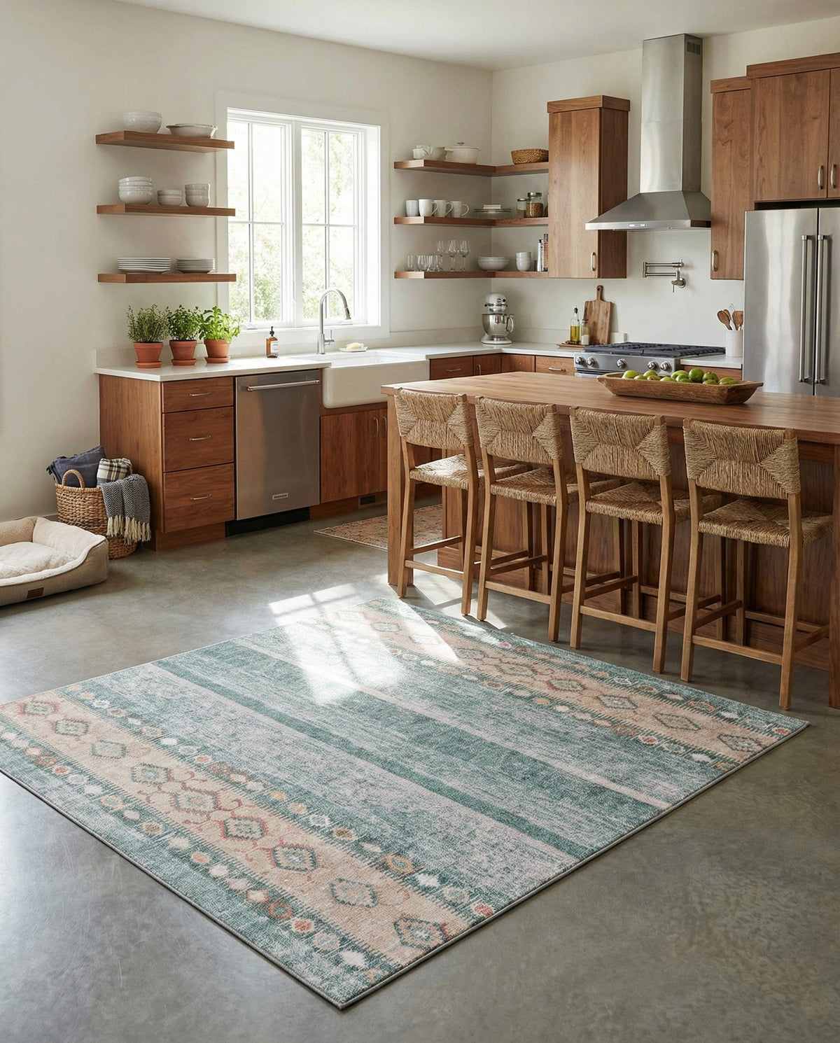 Heritage Elegance Collection Area Rug -  Edinburgh Square Green  lifestyle 128