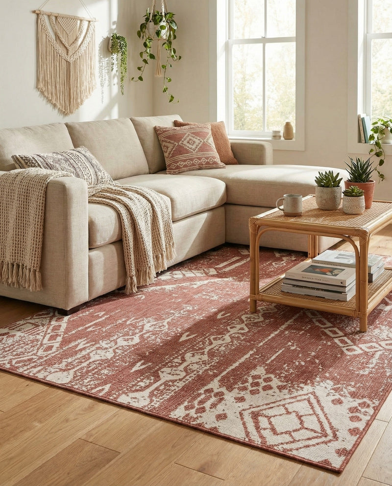 Desert Nomad Terrace Collection Area Rug - Sahara (Rust Red) Rectangle Rust Red  lifestyle 17