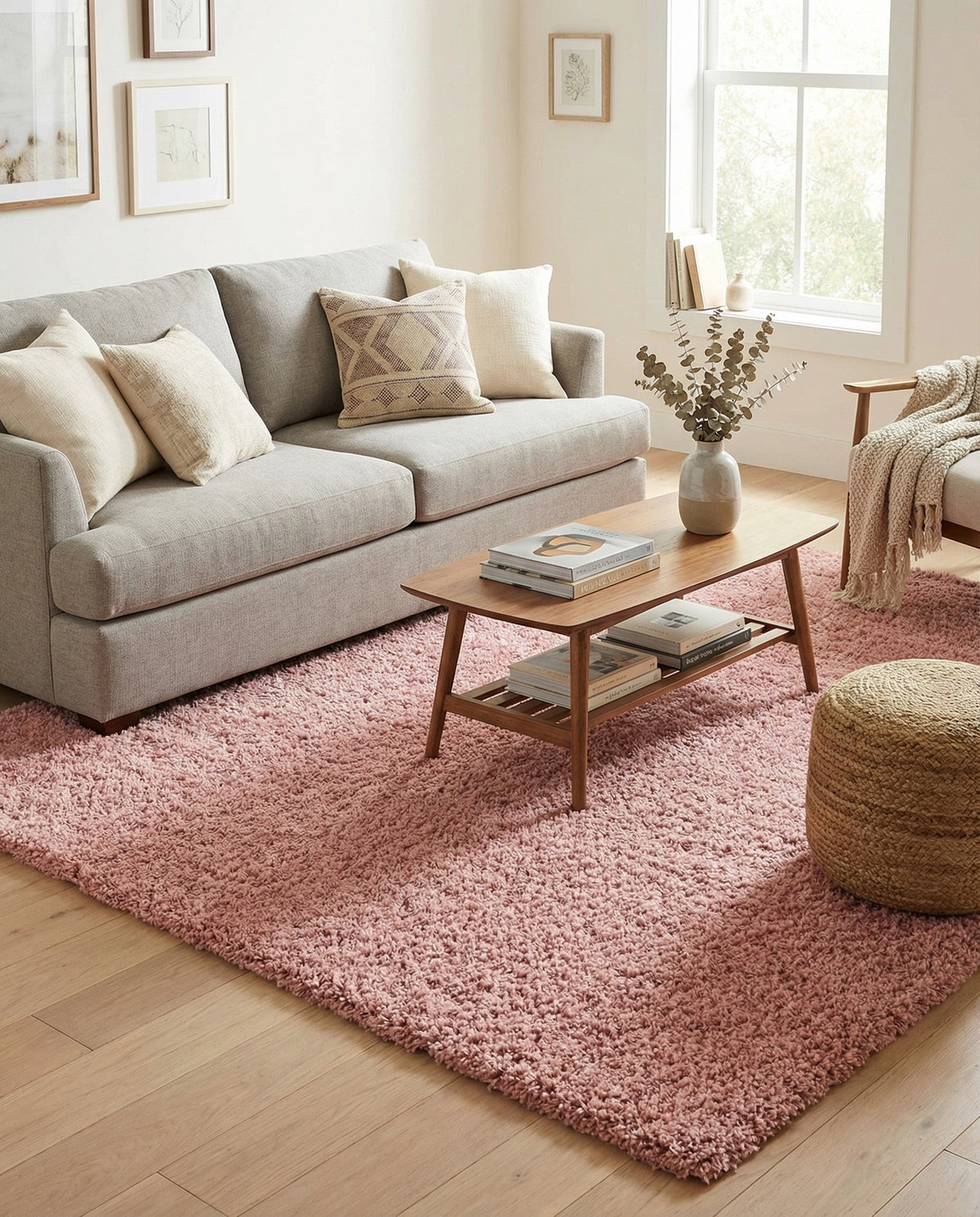 Alpine Plush Collection Area Rug - Verbier Square Pink  lifestyle 65