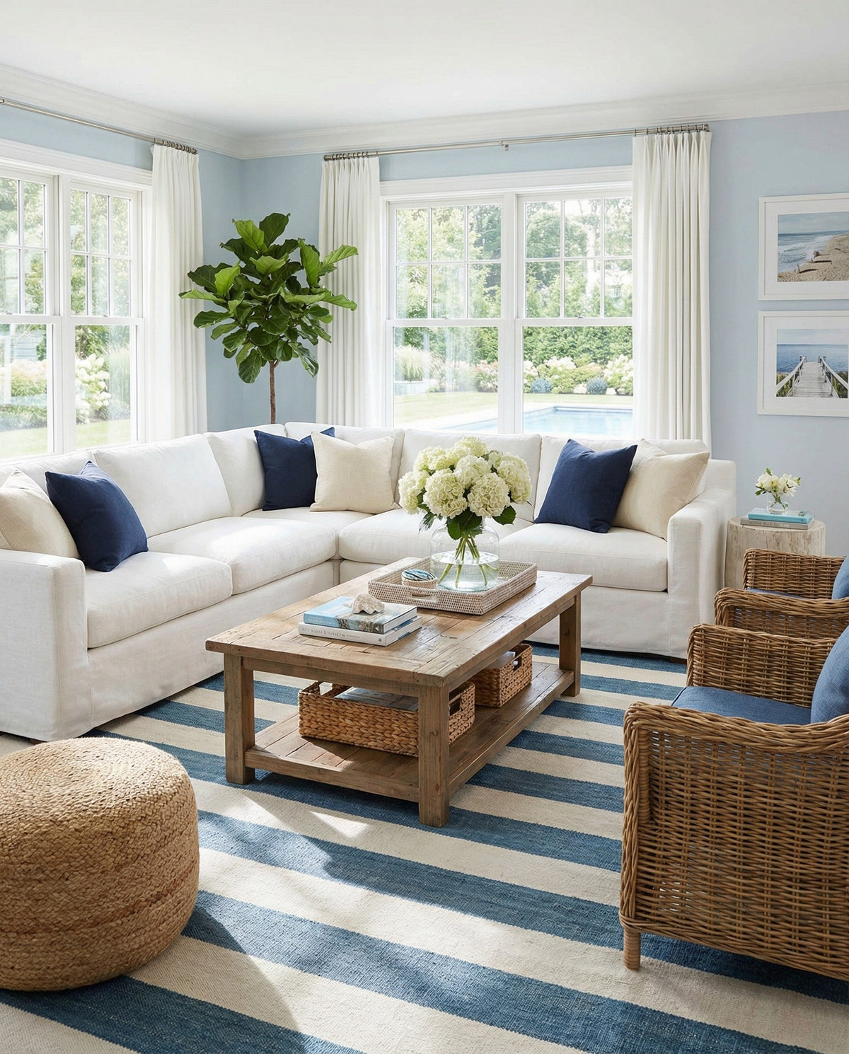 Martha's Vineyard Blueprints Collection Area Rug - Edgartown Square Sky blue  lifestyle 187