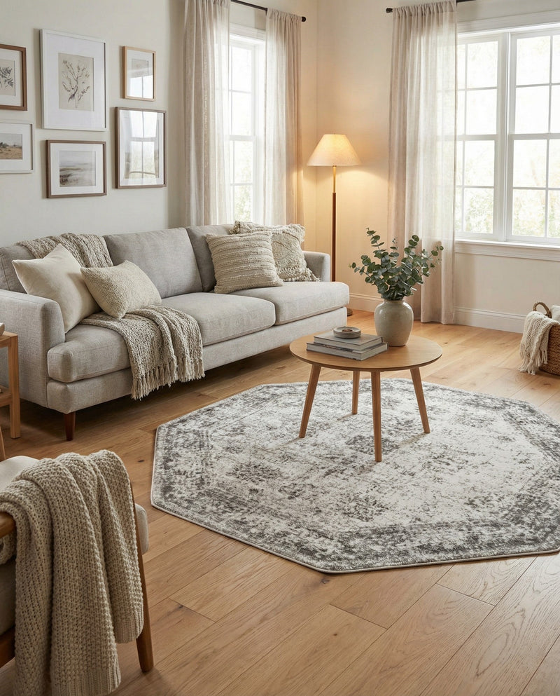Riviera Elegance Collection Area Rug - Antibes (Gray) Octagon Gray  lifestyle 53