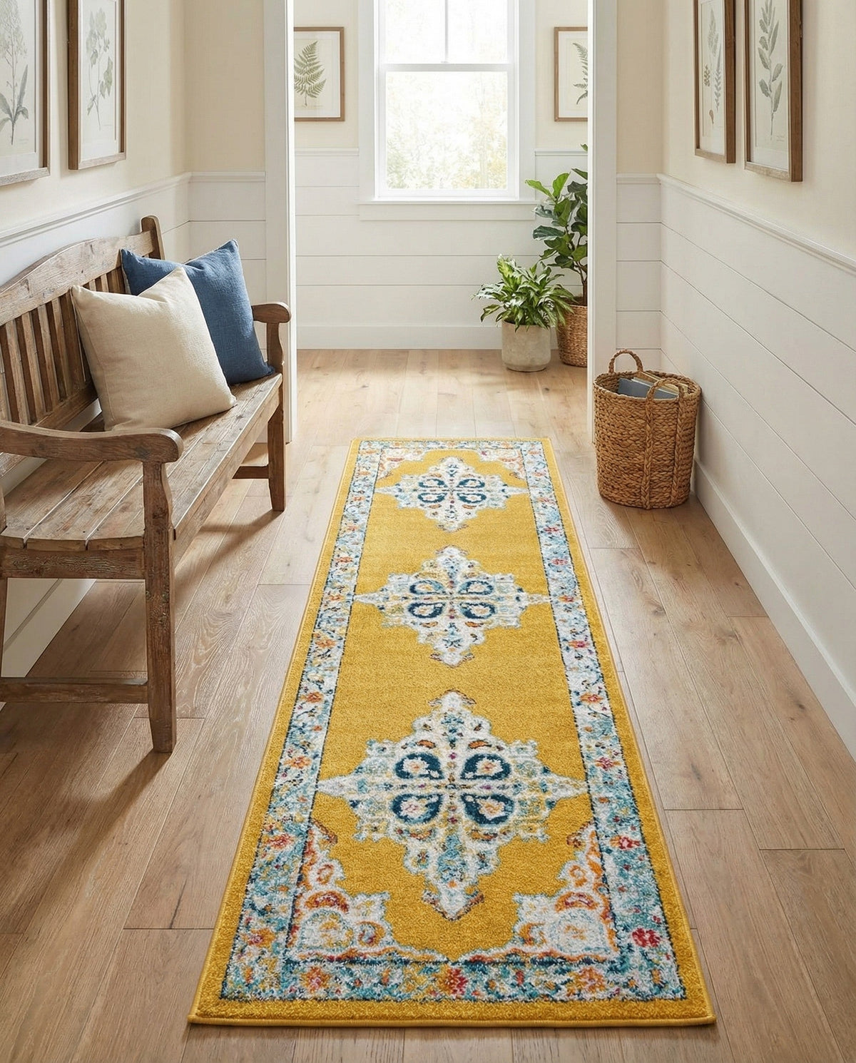 Beverly Grove Collection Area Rug -  Fairfax (Yellow) Runner Yellow  lifestyle 73