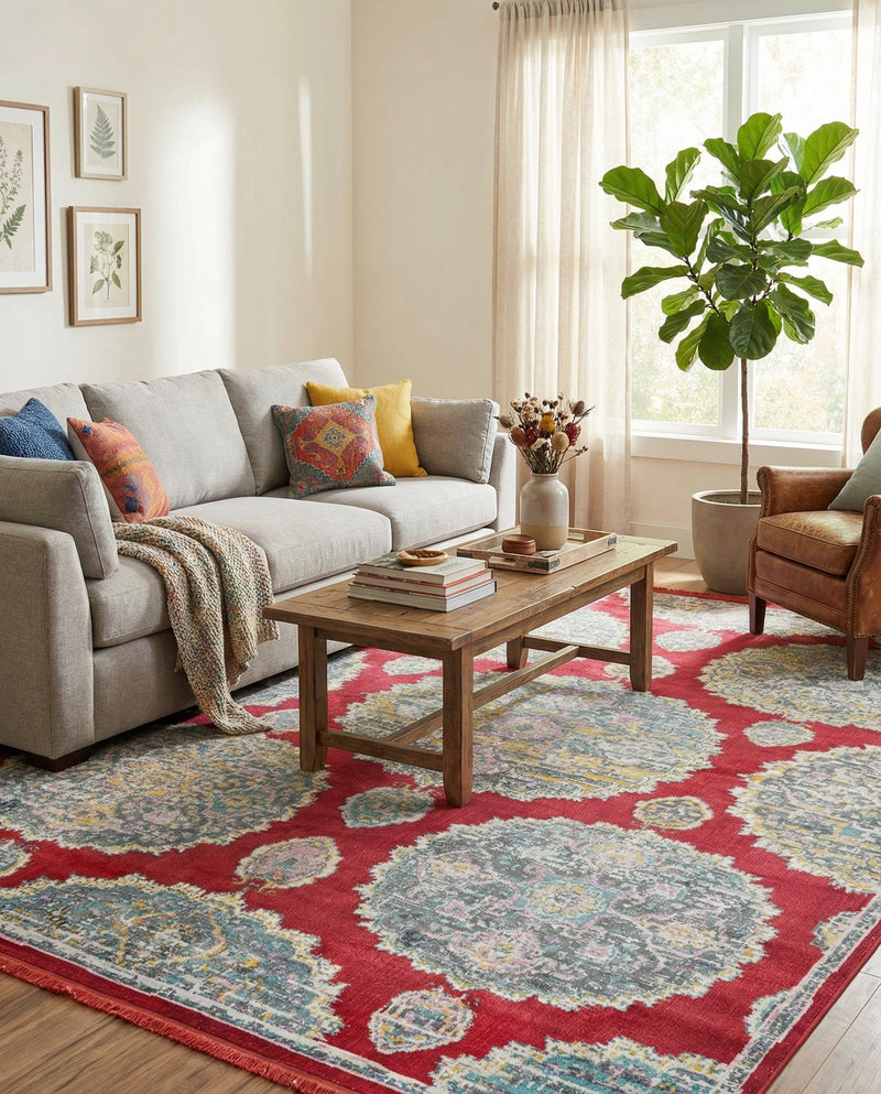Arcadia Rugs Collection Area Rug -  Atlantis (Red) Rectangle Red  lifestyle 5