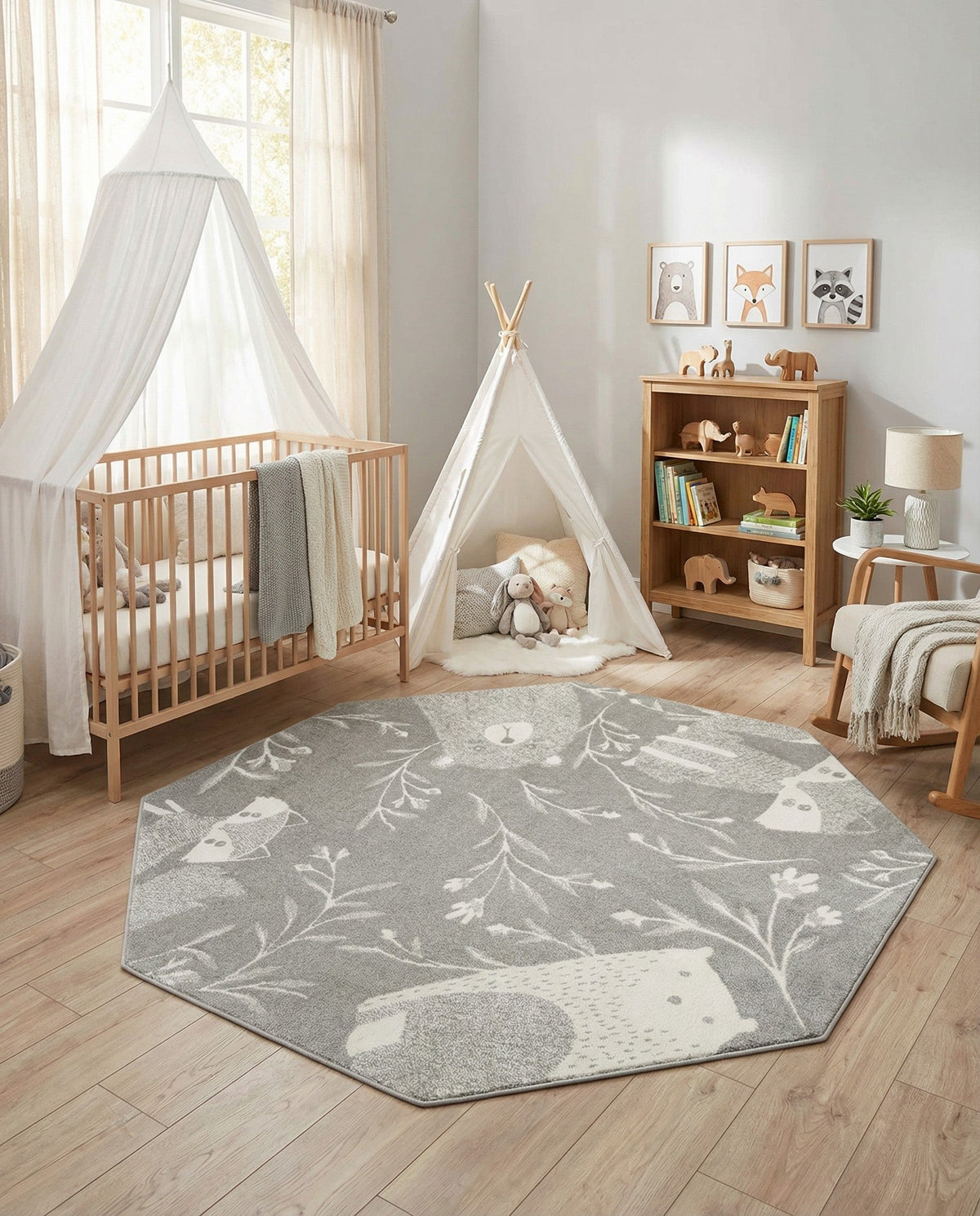 Wonder Tykes Collection Area Rug -  Quirky Octagon Gray  lifestyle 107