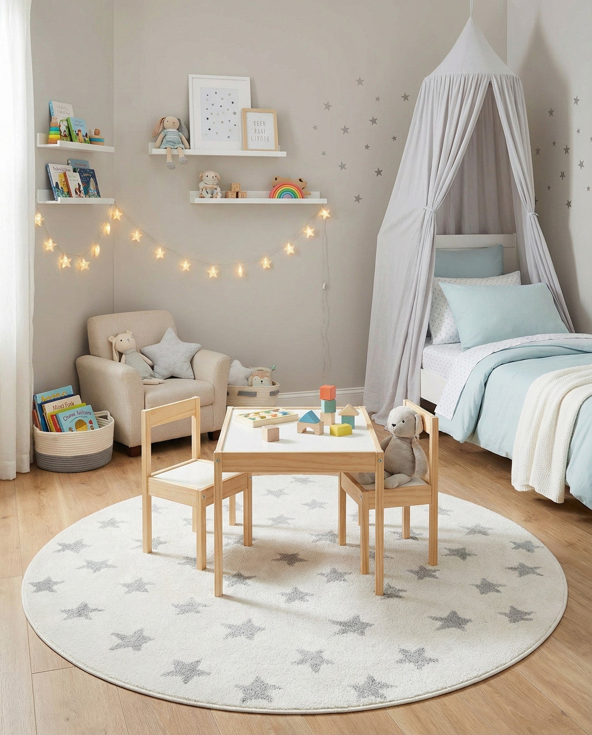 Wonder Tykes Collection Area Rug -  Mosaic Round Daisy White  lifestyle 166