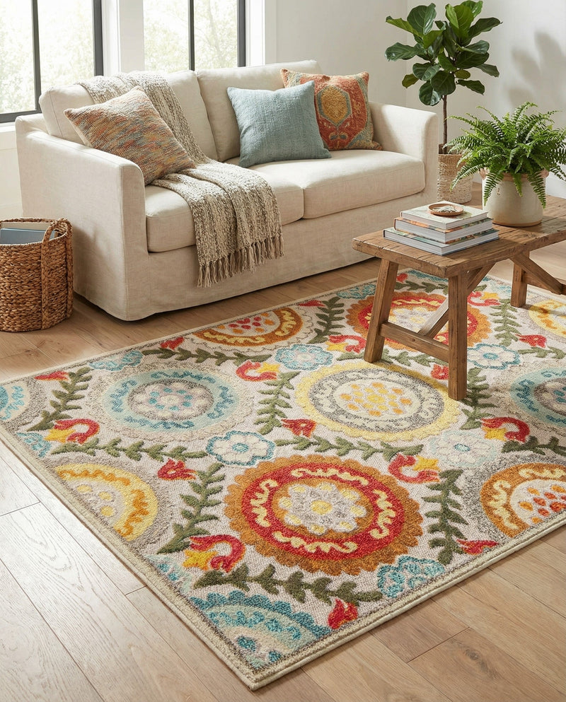 Outdoor Marrakesh Collection Area Rug -  Asilah Rectangle Ivory Beige  lifestyle 8