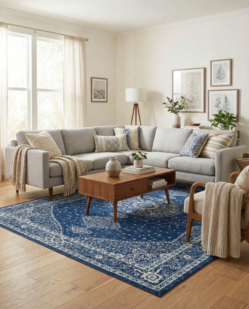 Dover Terrace Collection Area Rug - Marina (Navy Blue) Rectangle Navy Blue  lifestyle 15