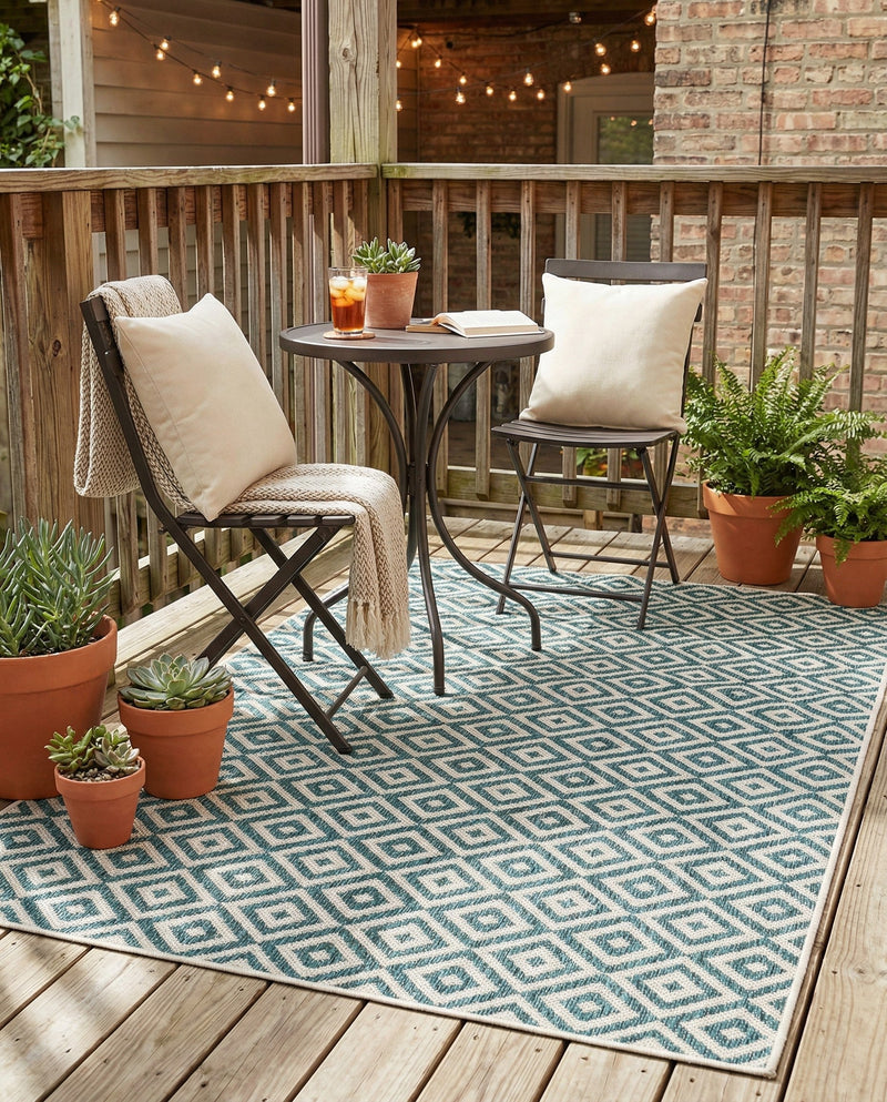 Urban Oasis Rugs Collection Area Rug -  Rooftop (Teal) Rectangle Teal  lifestyle 29