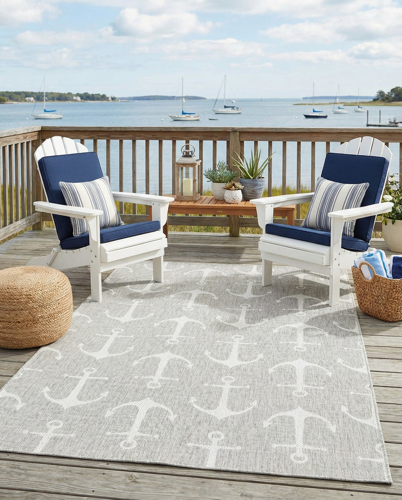 Seaside Haven Rugs Collection Area Rug - Sapphire (Gray) Rectangle Gray  lifestyle 12
