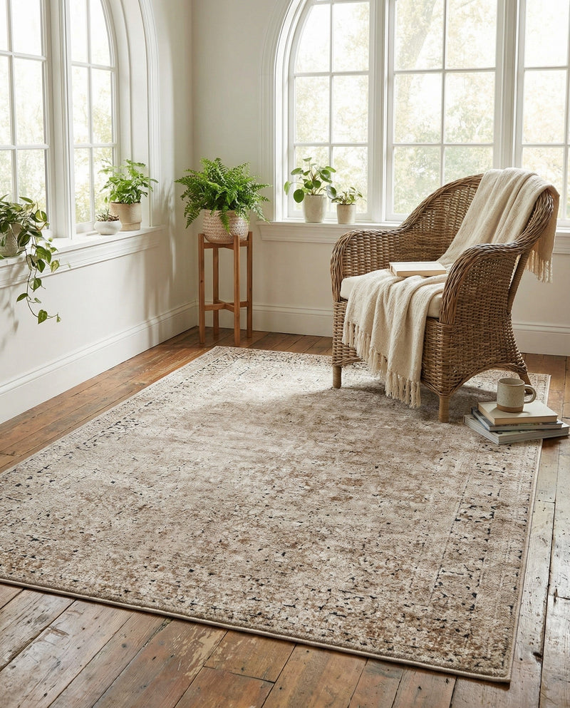 Coastal Manor Collection Area Rug -  Marina Rectangle Beige  lifestyle 27