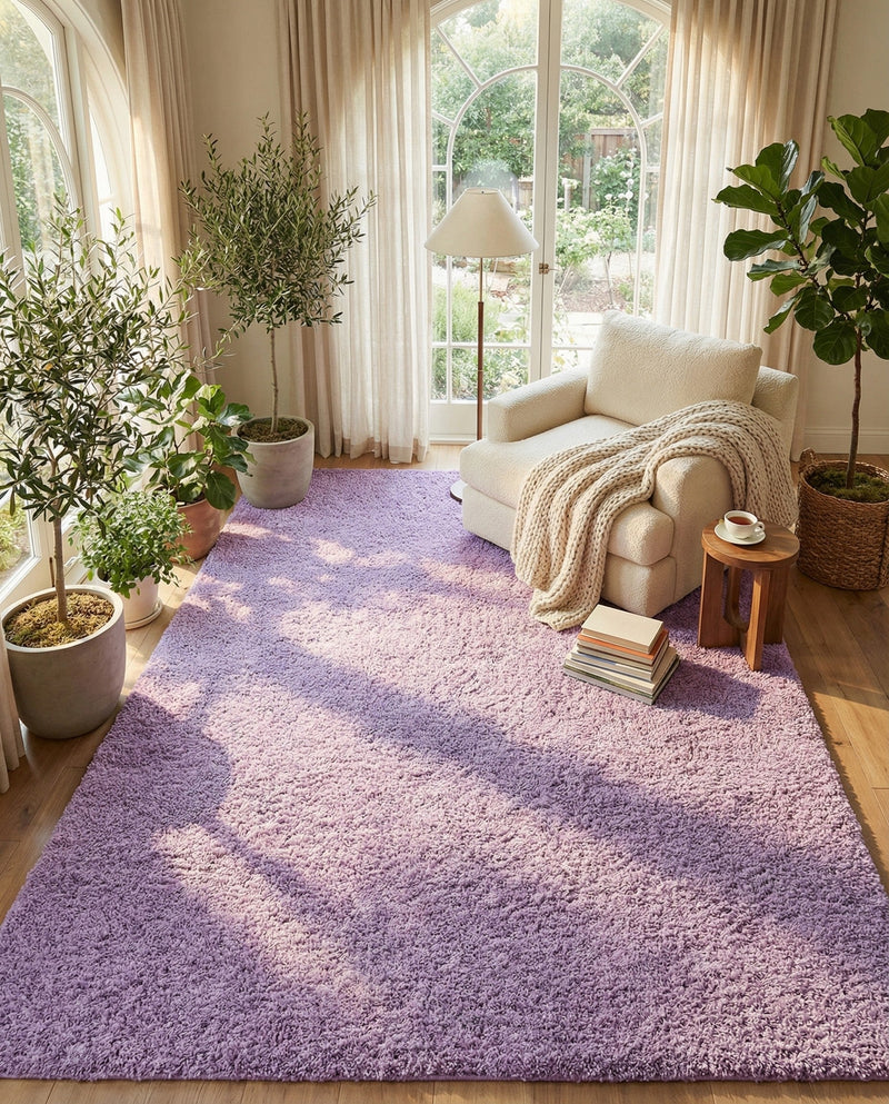 Plush Oasis Collection Area Rug - Serenity (Lilac) Rectangle Lilac  lifestyle 16