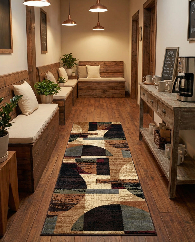 Bistro Lounge Collection Area Rug -  Latte Runner Multi  lifestyle 58