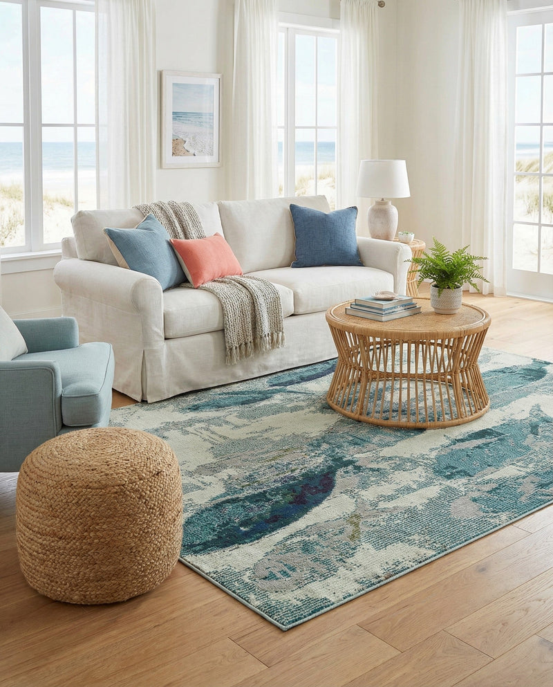 Sorrento Shores Collection Area Rug -  Praiano Rectangle Light Blue  lifestyle 10