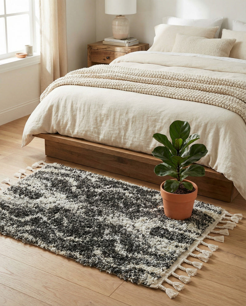 Cozy Cove Shag Collection Area Rug -  Seabreeze Rectangle Black and White  lifestyle 38