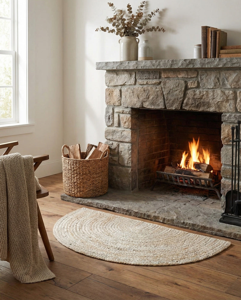 Woven Seaside Jute Collection Area Rug - Savannah (White) Hearth White  lifestyle 50