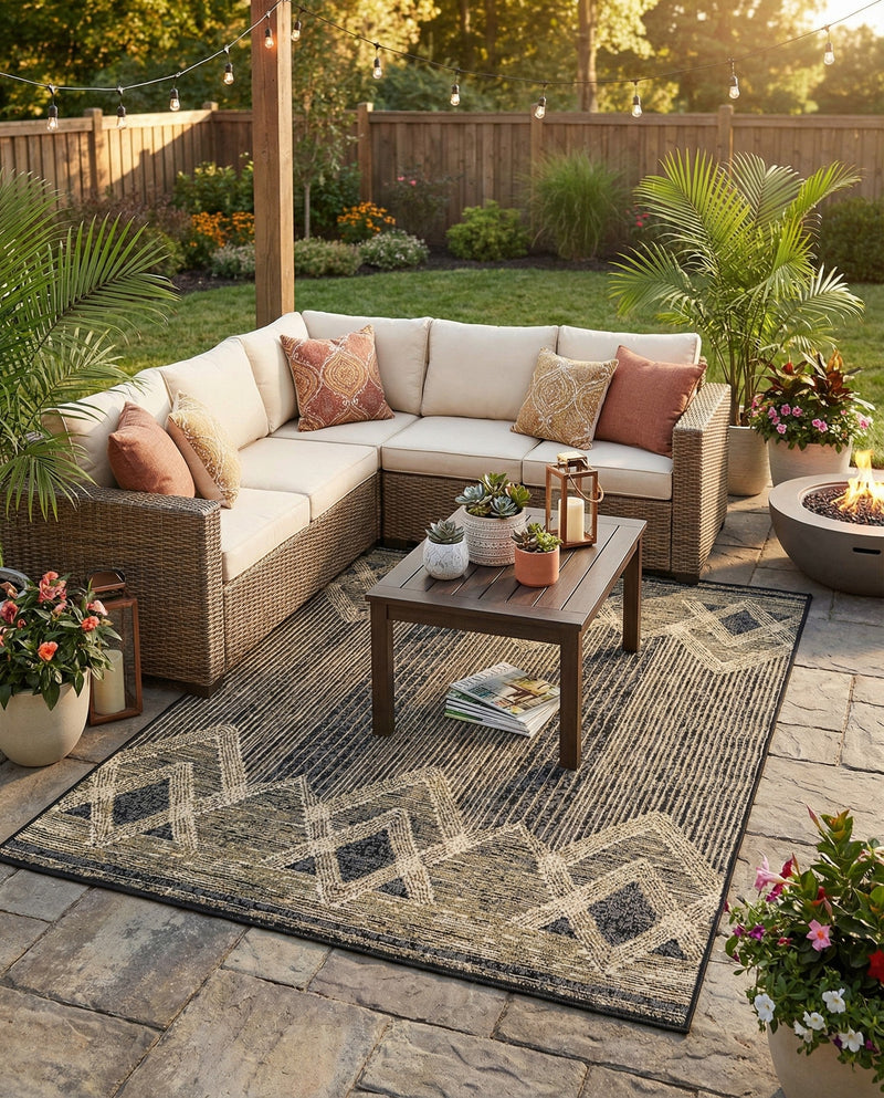 Urban Terrace Collection Area Rug -  Loft Rectangle Charcoal  lifestyle 27