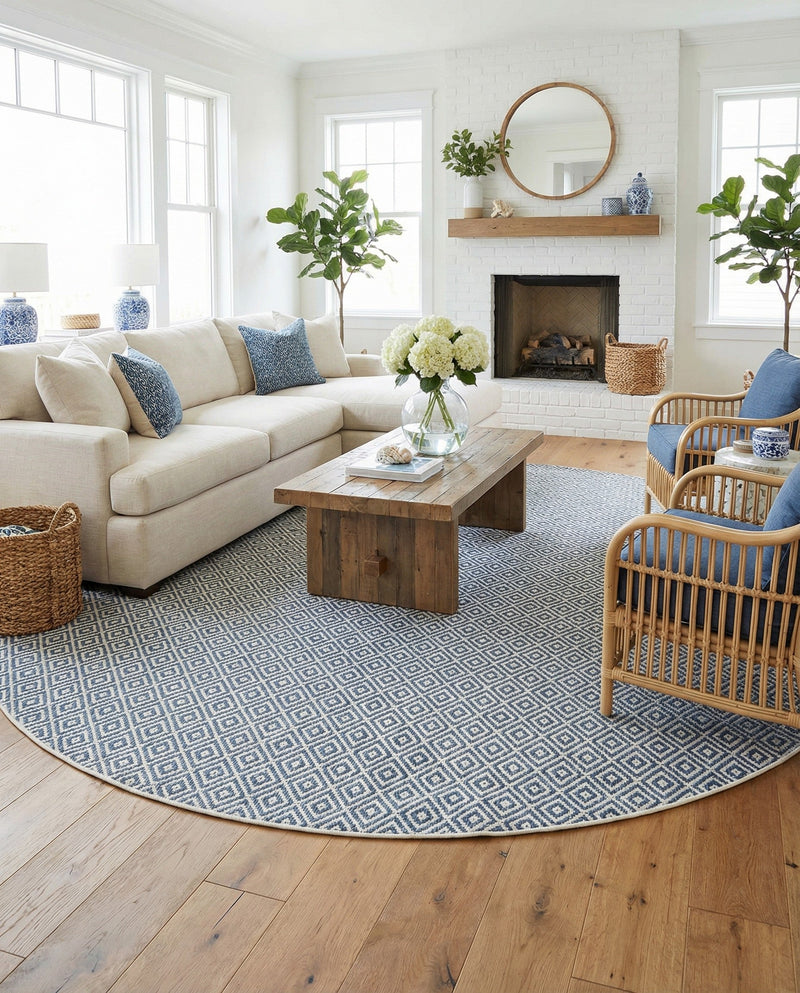 Urban Oasis Rugs Collection Area Rug -  Rooftop (Blue) Round Blue  lifestyle 37