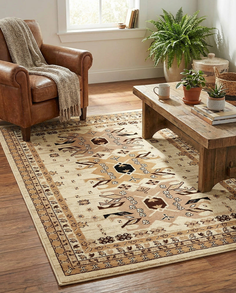 Tabriz Tapestries Collection Area Rug - Azerbaijan (Ivory) Rectangle Ivory  lifestyle 12