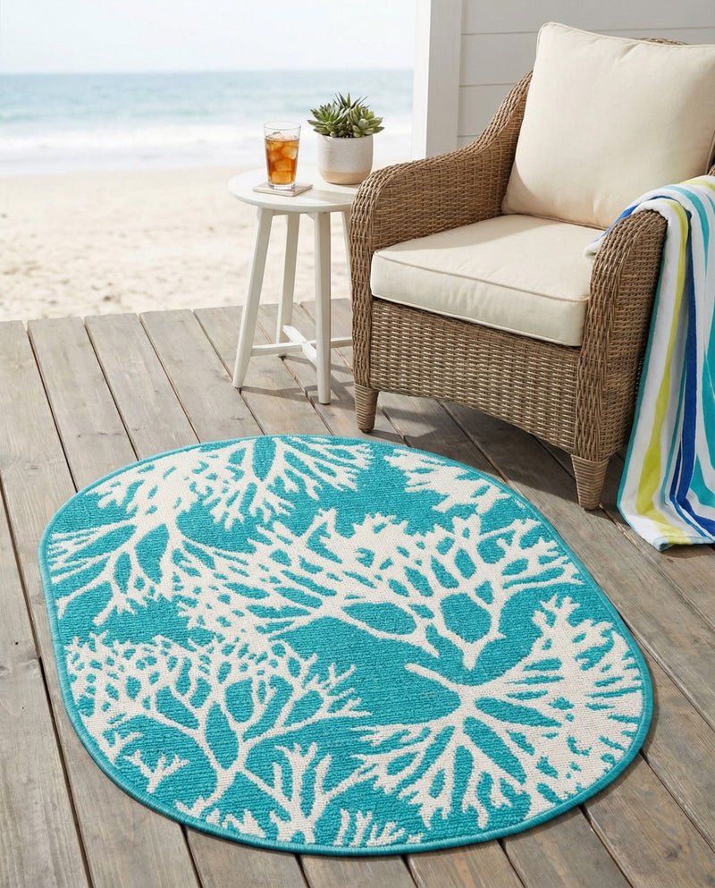 Seaside Haven Rugs Collection Area Rug -  Seaside Oval Teal  lifestyle 52
