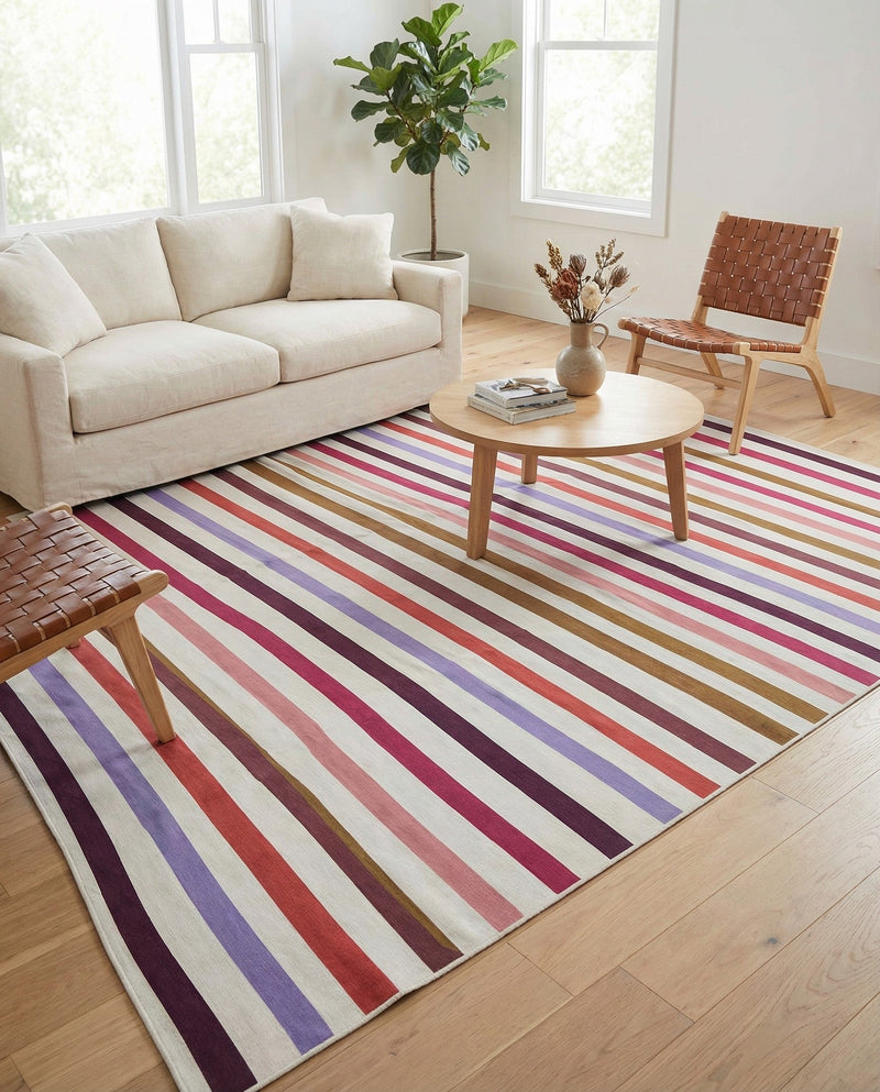 Seaside Stripes Collection Area Rug - Azul Rectangle White  lifestyle 5