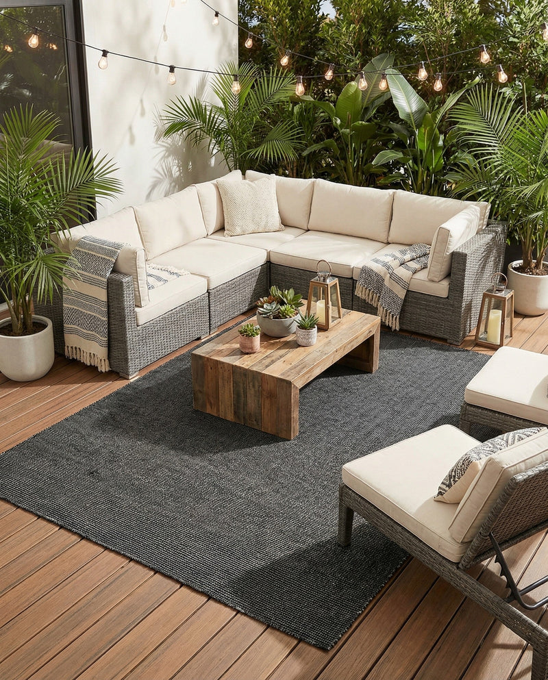Jill Zarin Sedona Oasis Outdoor Collection Area Rug - Coconino (Black Sky) Rectangle Black Sky  lifestyle 17