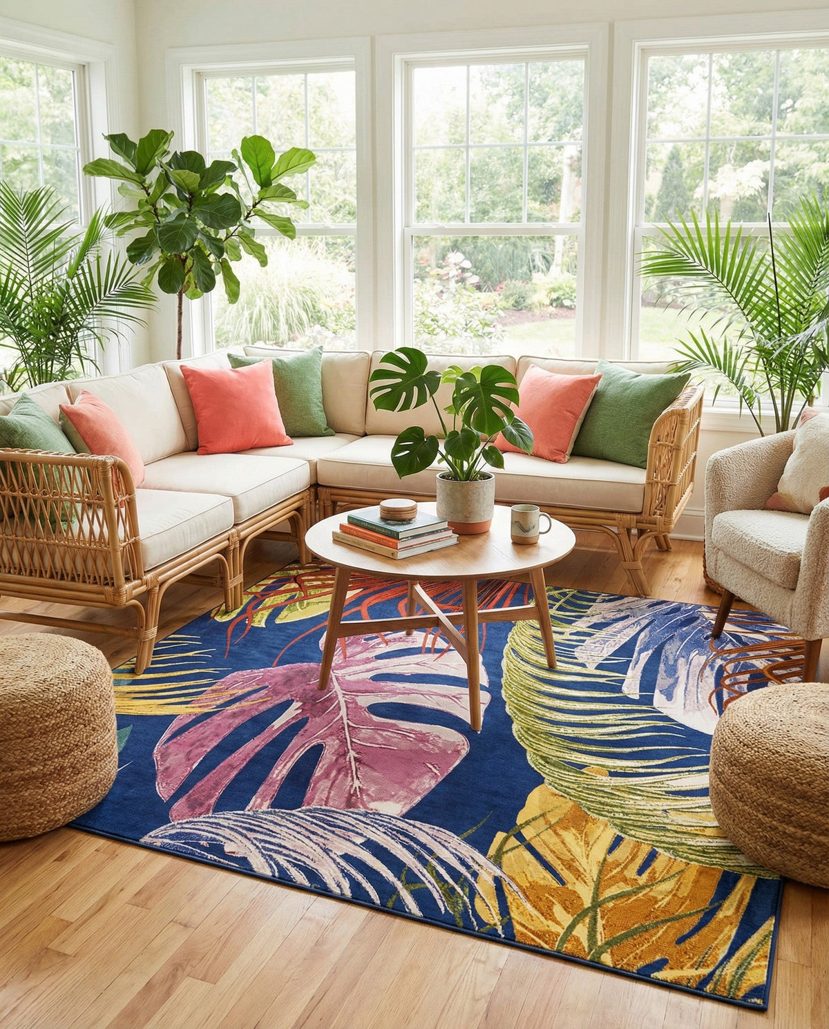 Meadow Breeze Collection Area Rug -  Clover Square Multi  lifestyle 148
