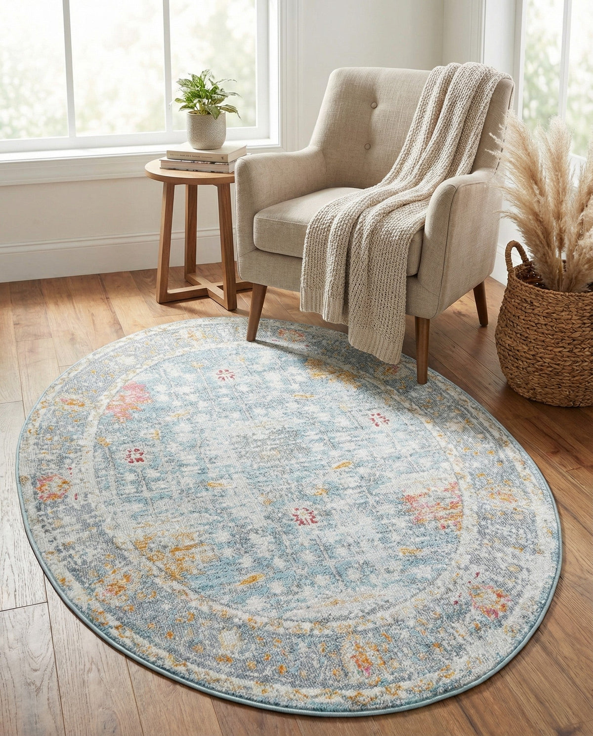 Arcadia Rugs Collection Area Rug -  Olympus Oval Blue  lifestyle 135