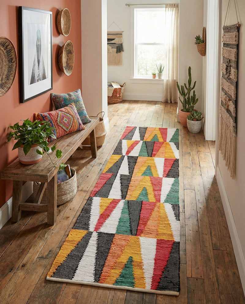 Thar Cotton Collection Area Rug -  Kannur Runner Multi  lifestyle 26