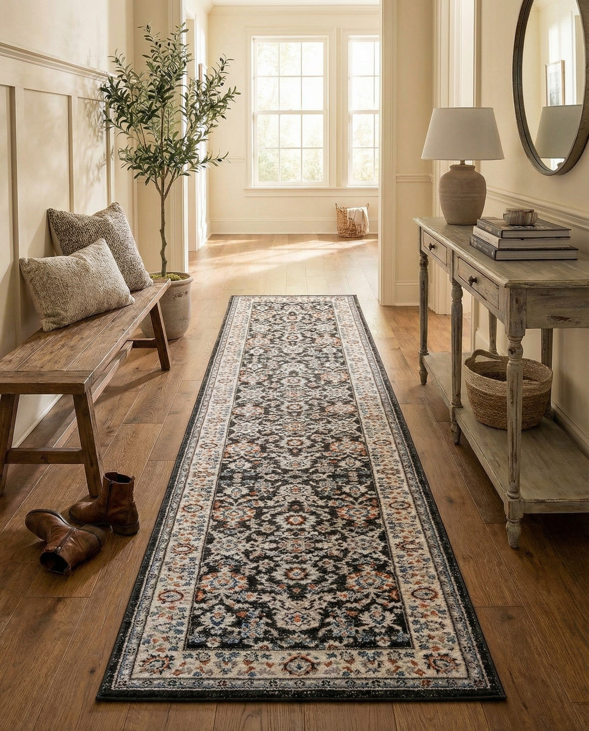 Savannah Elegance Collection Area Rug - Augusta (Fume Gray) Runner Fume Gray  lifestyle 40