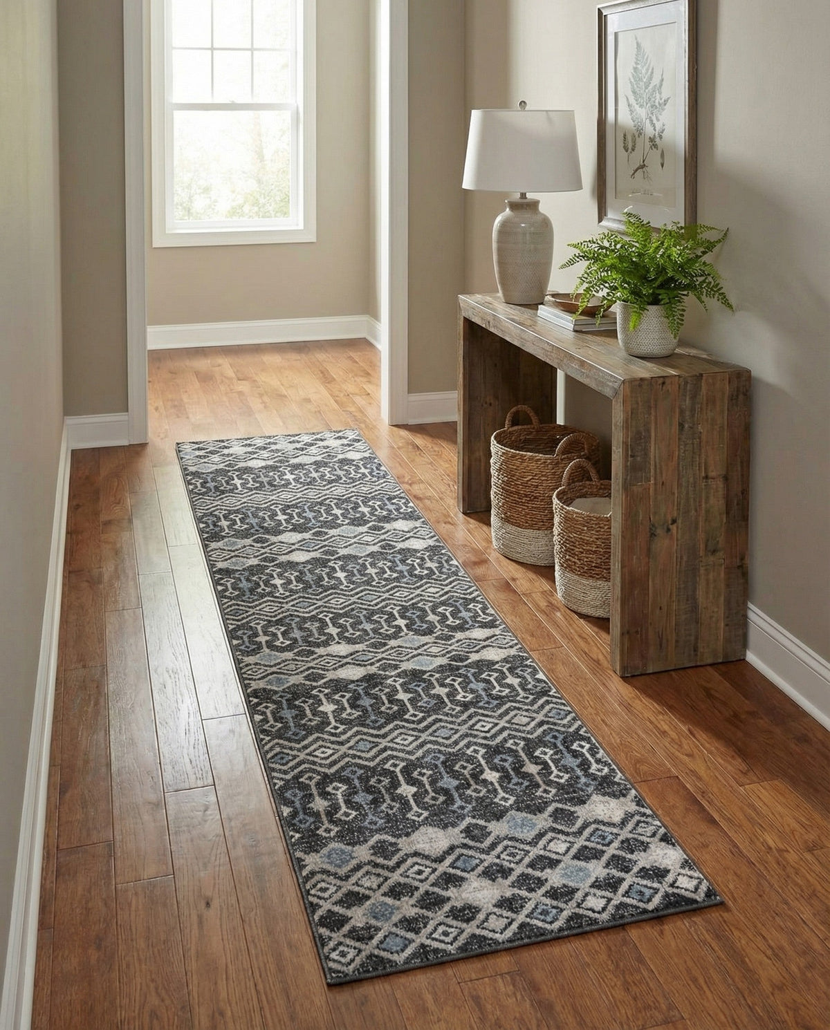 Geo Garden Lattice Collection Area Rug -  Andalusia Runner Charcoal Gray  lifestyle 196