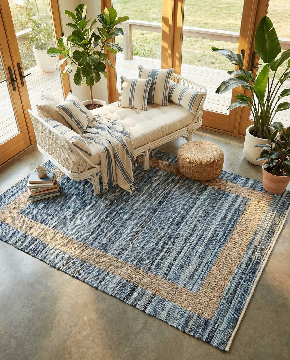 Osian Looms Collection Area Rug - Durham Rectangle Navy Blue  lifestyle 17