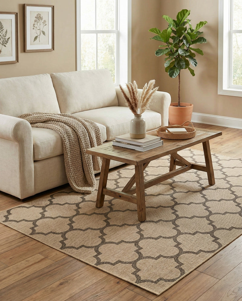 Sahara Sands Collection Area Rug -  Dahshur Rectangle Natural  lifestyle 23
