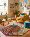 Colorburst Oasis Collection Area Rug -  Azura Octagon Multi  lifestyle 67