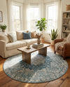 Coastal Haven Collection Area Rug - Seabreeze (Navy Blue) Round Navy Blue  lifestyle 61