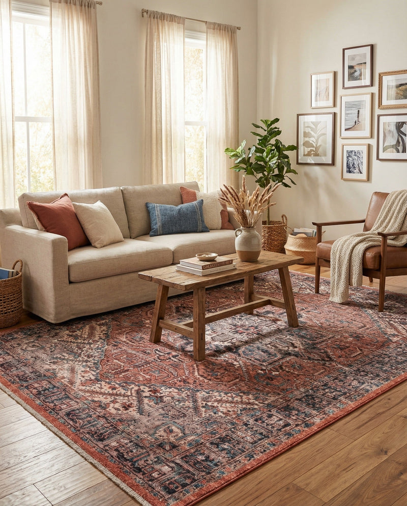 Bazaar Chic Collection Area Rug -  Chefchaouen Rectangle Salmon Pink  lifestyle 9