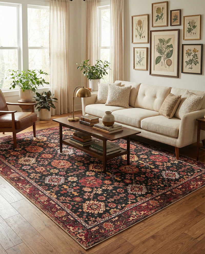 Heritage Elegance Collection Area Rug -  Himeji Rectangle Black  lifestyle 11